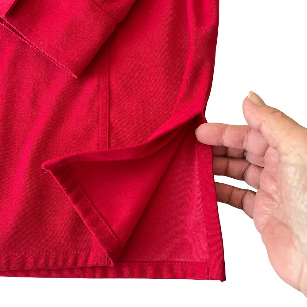 Talbots Red Stretch Long Sleeve Faux Suede Button up Shacket Top SzL